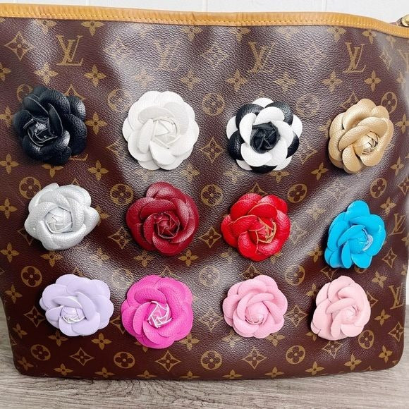 Camellia Flower Vegan Leather Magnetic Bag Charm