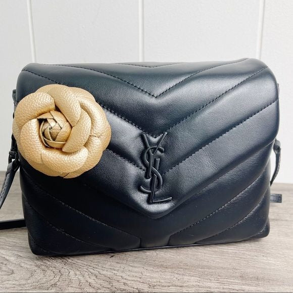 Camellia Flower Vegan Leather Magnetic Bag Charm