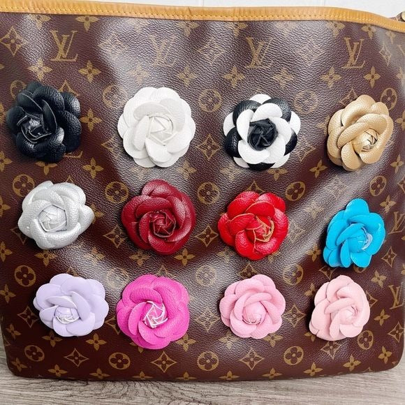 Camellia Flower Vegan Leather Magnetic Bag Charm