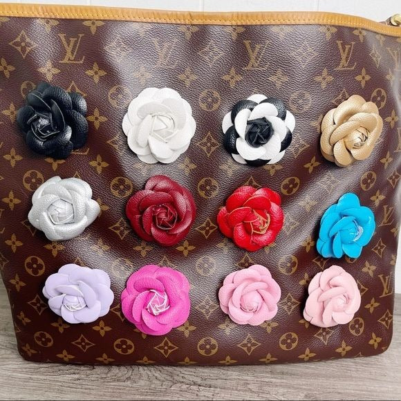 Camellia Flower Vegan Leather Bag Charm