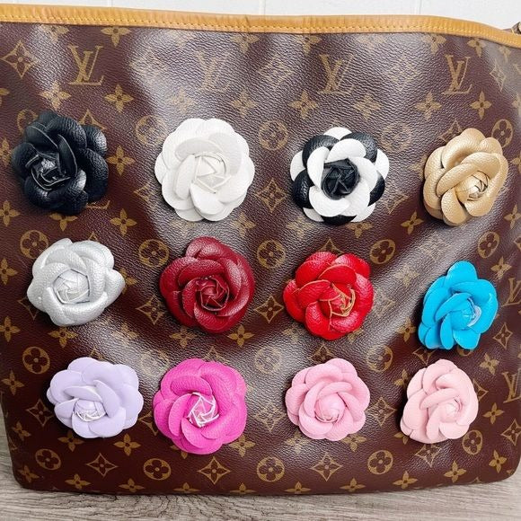 Camellia Flower Vegan Leather Magnetic Bag Charm