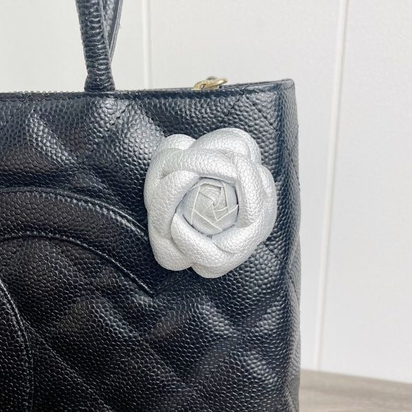 Camellia Flower Vegan Leather Magnetic Bag Charm